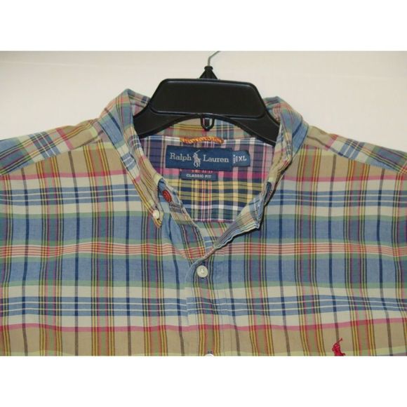 Ralph Lauren Men's Sz XL Multicolor Plaid Classic Fit Button Down L/S Shirt $110 - Picture 4 of 8